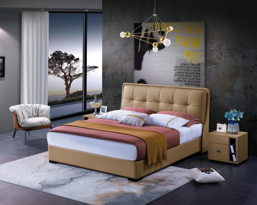 Klassieke slaapkamer bed wit textiel bedden lederen bekleding dubbel 180x200cm