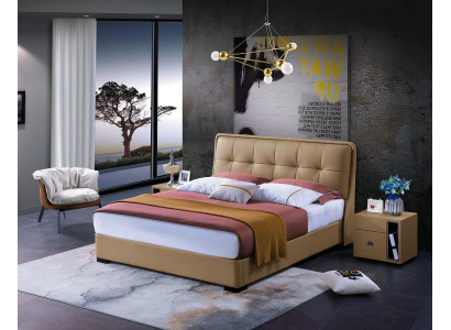 Klassieke slaapkamer bed wit textiel bedden lederen bekleding dubbel 180x200cm