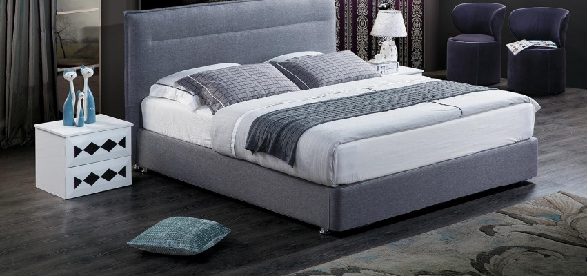 Luxe boxspring bed stof hotel blauwe bedden slaapkamer meubels design dubbel.