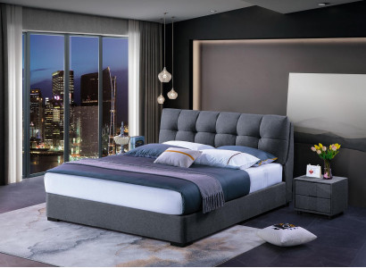 Bed Ontwerp Luxe Dubbele Hotelbedden Huwelijksslaapkamer Blauw Stijl Wit