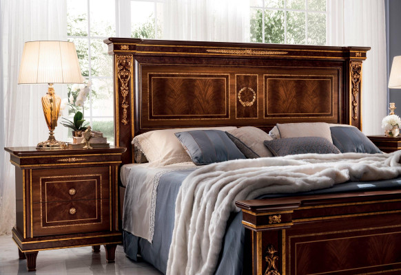 Slaapkamer set Bed Nachtkastje Commode Spiegel Kruk Nieuw 7-delig Barok