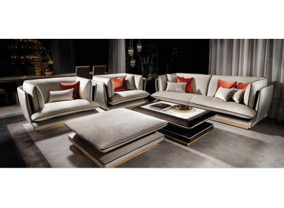 Sofaset 3 zits poef set meubels bankstel gestoffeerde groep bank arredoclassic