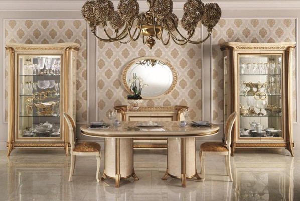 Eettafel tafel meubels dressoir vitrine set 5-delige groep design eetkamerset