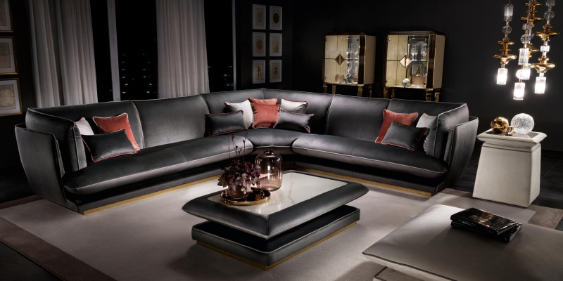 Sofa Bank Luxe Hoekbank Meubels Woonkamer Bekleding Ontwerp Textiel arredoclassic