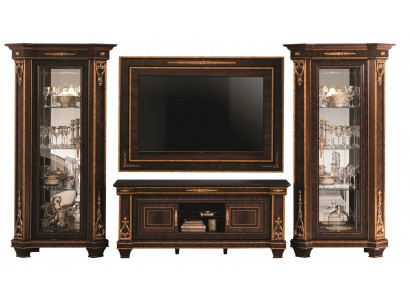 Woonkamer compleet set Woonkamercombinatie 4 delig Woonwand Hout 2x Vitrine Nieuw
