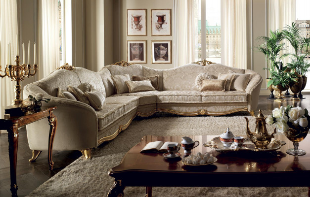 Klassiek design bank hoekbank woonlandschap bank bekleding zetel arredoclassic