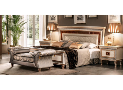 Luxe slaapkamerset 4-dlg. Bed + 2x nachtkastje + chaiselongue design ligstoel