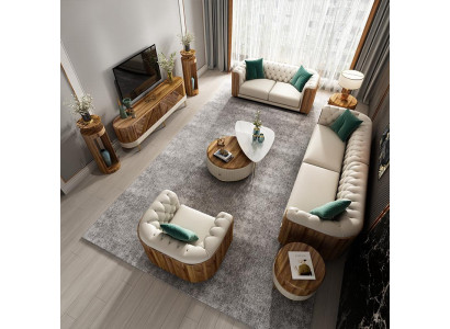 Sofaset 4+2+1 zits woonlandschap bank bank stoffering set banken