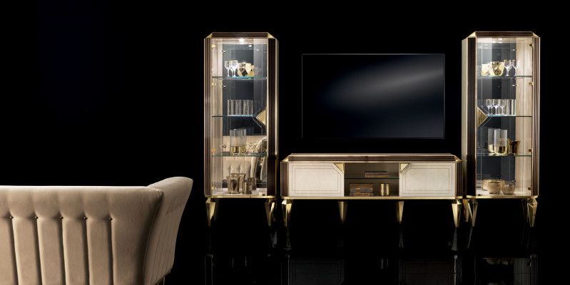 Woonkamer muur set vitrinekasten vitrine ladekast woonkamer meubels inrichting set