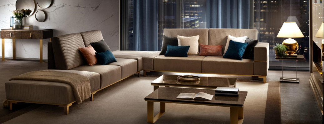 Luxe meubel hoekbank L vorm bank ontwerp bekleding textiel bankstellen houten set