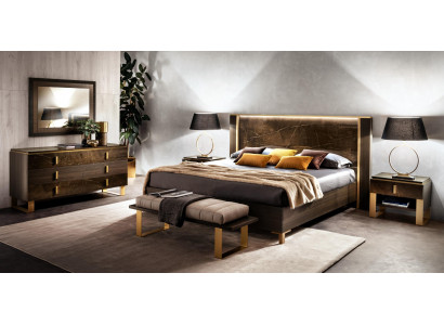 Slaapkamer Set Bed 2x Nachtkastje Dressoir Bedden Dubbel Hotel Bekleding 6-delig.