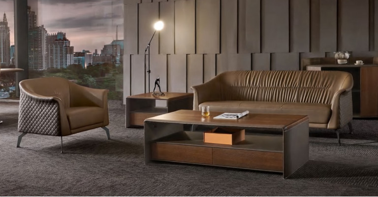 Bankstel set ontwerp banken bekleding decor banken leer ontspan moderne