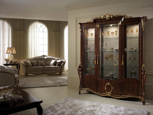 Vitrine 3-deurs kast Vitrinekasten Woonkamer Kasten Ontwerp Kast Meubels Glas Nieuw