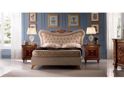 Bed + 2 x bedside tables Bedroom Set Double Beds Baroque Art Nouveau
