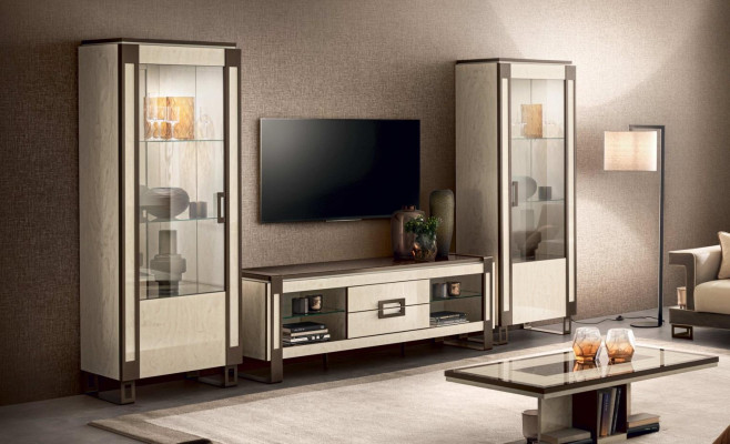 Ontwerp woonkamer wand dressoir 2x vitrine rtv lowboard dressoir 3-delig set woonkamermeubels