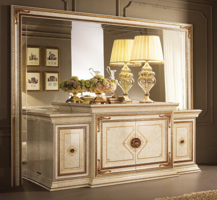 Klassiek dressoir met spiegel xxl kast Sideboard Italiaanse meubelen