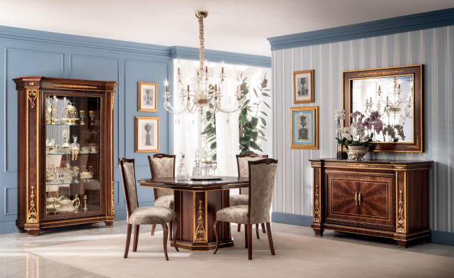 Meubels Tafel + 4x Stoel Sets Eetkamer Set Hout Compleet Barok