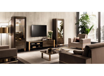 Wandmeubel TV Lowboard Elegante vitrine Woonkamer Design Klassiek 3-delig.