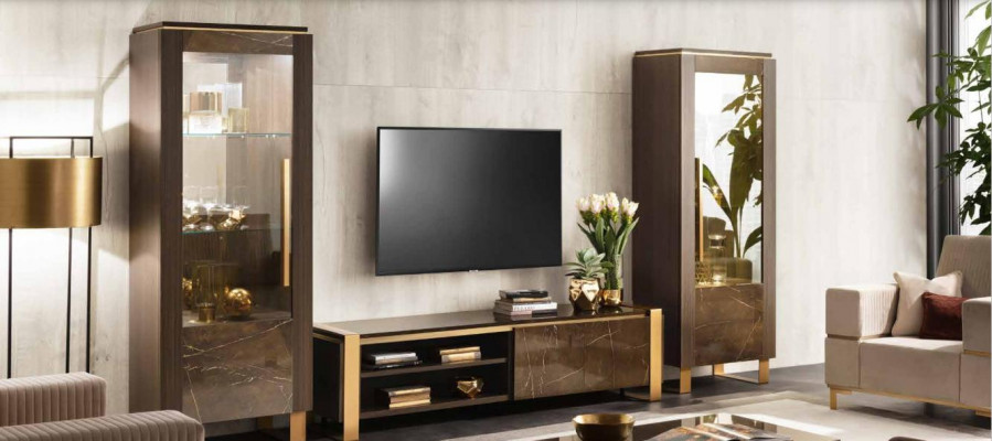 Woonkamerset Designer Woonkamer Sideboard 2x Vitrine 3-delig.