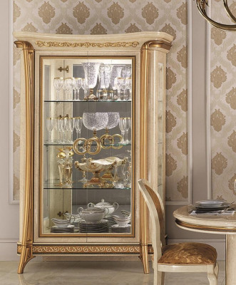 Vitrine Vitrinen Schrank Glasschrank Woonkamerplank Barok Rococo Echt Hout