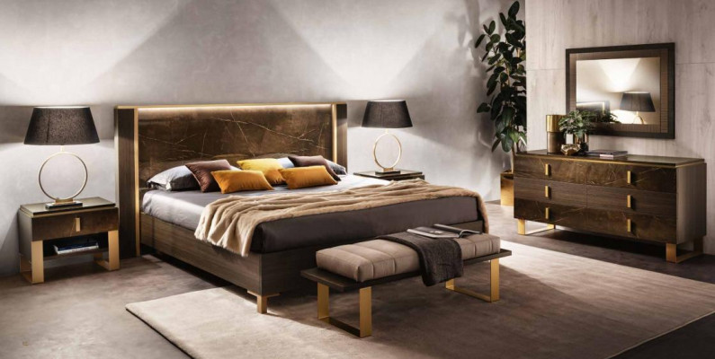 Slaapkamer Set Bed Nachtkastjes Kruk Bedden Ontwerp Italiaanse Meubels 4-delig