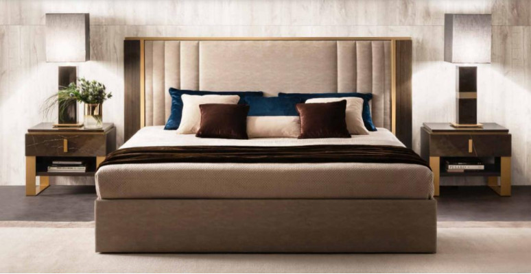 Bed 2x Nightstand 3 pieces Bedroom set Design Modern Luxury Italian