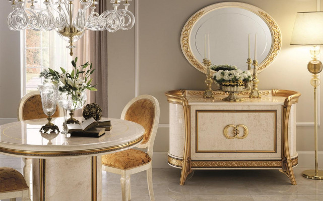 Meubelstijl Barok 2-delige set commode met spiegel Luxe hout Italiaanse meubels Nieuw