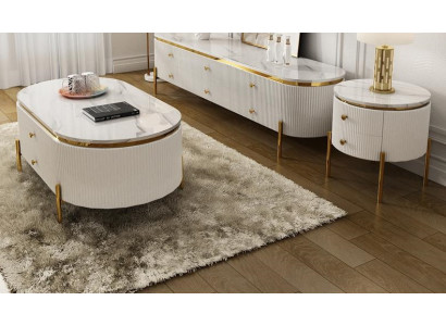 Woonkamerset Ontwerper woonkamer dressoir salontafel bijzettafel 3-delig.