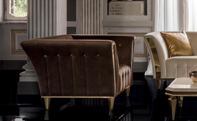 Fauteuil Club Lounge Leunstoel Gestoffeerde bankstoel 1-zits fluweel televisie velvet arredoclassic