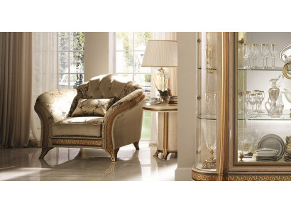 Woonkamer Luxe Fauteuil Hotel Bekleding Klassiek Eenpersoons Beige arredoclassic