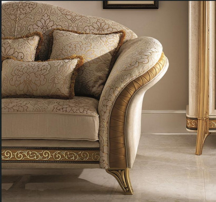 Woonkamer Luxe Fauteuil Hotel Bekleding Klassiek Eenpersoons Beige arredoclassic