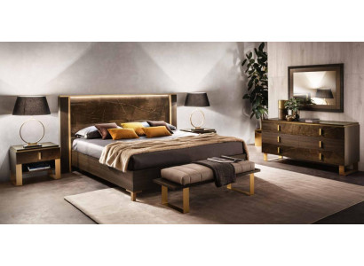 Bedroom bed set design modern luxury 2x bedside table Italian 3-piece