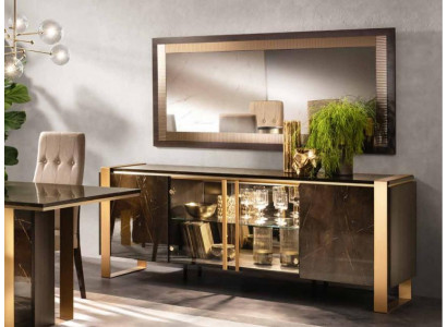 Buffet Dressoir Ladenkast Spiegel Echt Handwerk Houten Plank Planken 2-delig