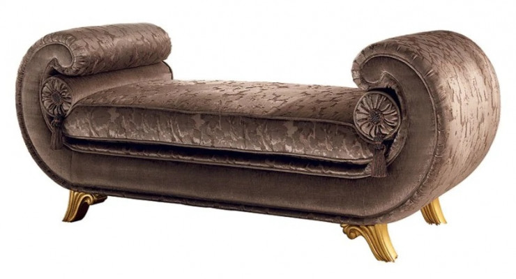 Woonkamer lounge meubels Klassieke design bank Bruin Textiel Chaise longue Nieuw