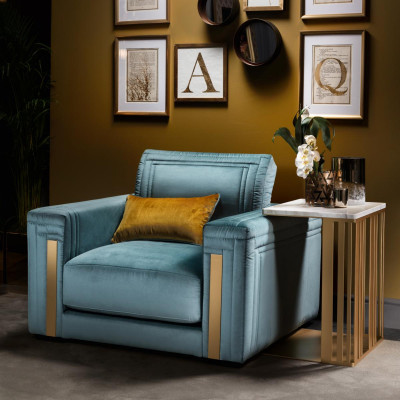 Zetel Club Lounge Design Armstoel Gestoffeerde Bank Tv Blauw arredoclassic