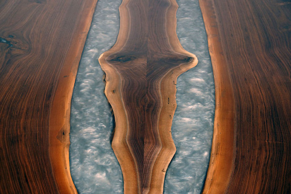 Epoxiënhars eettafel echt hout massief meubilair waterval epoxy tafel giethars