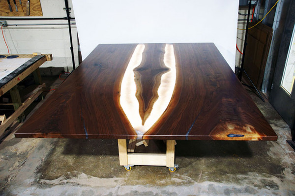 Epoxiënhars eettafel echt hout massief meubilair waterval epoxy tafel giethars