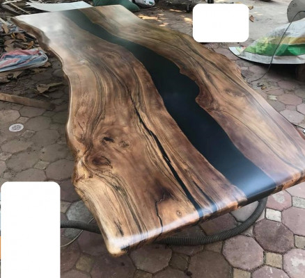 Eettafel epoxyhars echt hout massief meubilair waterval epoxytafel giet hars