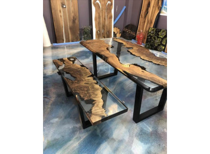 Eettafel Tafel Keukentafel Moderne Waterval Rivier Epoxyhars Meubels Nieuw Tafels