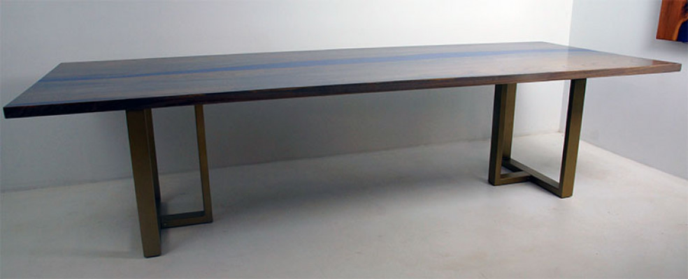 Tafel epoxyhars eettafel echt hout massief meubilair waterval epoxy giethars