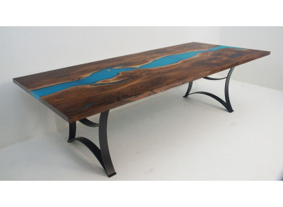 Eettafel tafels epoxyhars echt hout massief meubilair epoxytafel waterval nieuw