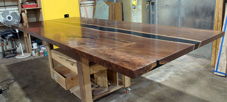 Eettafel tafels epoxyhars massieve meubels epoxy tafel waterval echt hout.