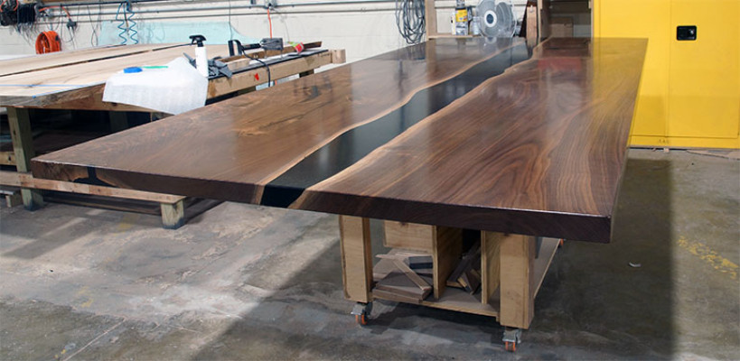 Eettafel tafels epoxyhars massieve meubels epoxy tafel waterval echt hout.