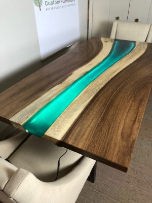 Tafel eettafel tafels epoxyhars echt epoxyhout massief design meubels 240x100