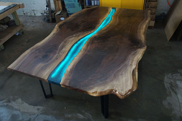Tafel eettafel tafels epoxyhars epoxy massief design meubels 240x100 echt hout