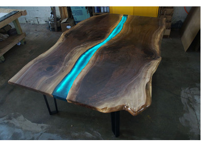 Tafel eettafel tafels epoxyhars epoxy massief design meubels 240x100 echt hout