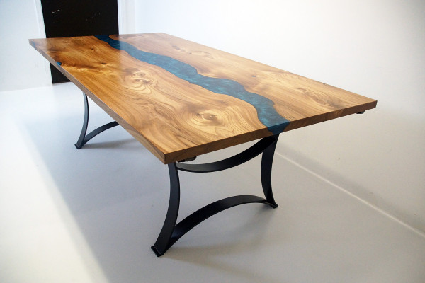 Tafel eettafel tafels hars epoxy massieve designmeubels 240x100 echt hout epoxy
