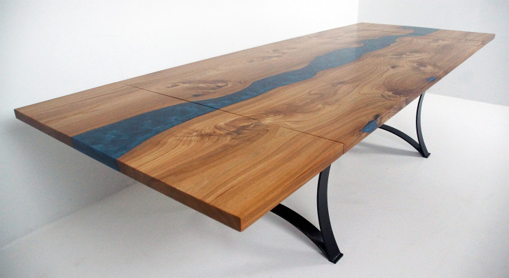 Tafel eettafel tafels hars epoxy massieve designmeubels 240x100 echt hout epoxy