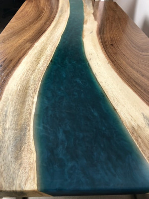 Epoxiharsen eettafel echt massief houten meubels waterval epoxytafel 240x100 Nieuw