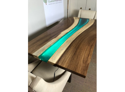 Epoxiharsen eettafel echt massief houten meubels waterval epoxytafel 240x100 Nieuw